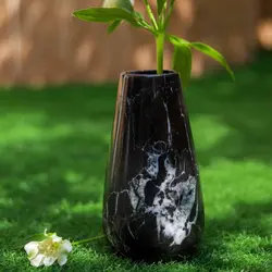 گلدان سنگی در رنگ سفید و مشکی ارتفاع 20 سانت | هدیه تولد | جهیزیه عروس | کادویی | ظروف سنگی آقای سنگی | ظروف آنتیک و کلکسیونی