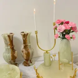 شمعدان پایه سنگی قابل سفارش با سنگ دلخواه | هدیه تولد | جهیزیه عروس | کادویی | ظروف سنگی آقای سنگی | ظروف آنتیک و کلکسیونی