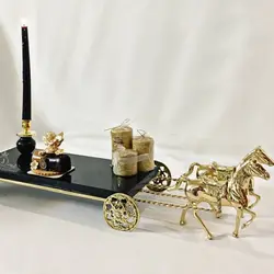 ظرف سنگی رولت خوری استند ارابه دو اسب برنجی | جهیزیه عروس | هدیه تولد | کادویی | ظروف سنگی آقای سنگی | ظروف آنتیک و کلکسیونی