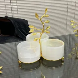 اردوخوری سنگی سه خانه برگ برنجی با سه نوع سنگ مرمر نباتی و سفید و مشکی قابل سفارش است | هدیه تولد | کادویی | جهیزیه عروس | ظروف سنگی آقای سنگی