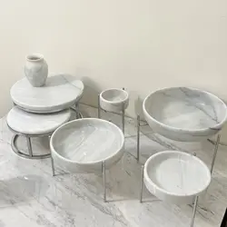 ست ظروف سنگی پذیرایی 6 تکه سنگی ازنا و پایه های سیلور (بدون گلدان) | ظروف سنگی آقای سنگی | هدیه تولد | جهیزیه عروس | هدیه روز زن