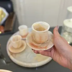 سرویس قهوه خوری سنگی فوق العاده سبک قابل سفارش با انواع رنگ سنگ | ظروف سنگی آقای سنگی | جهیزیه عروس | هدیه تولد | هدیه روز زن