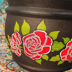 هاون سنگی بزرگ طراحی شده گلبرگ قرمز | ظروف سنگی آقای سنگی | هدیه تولد | جهیزیه عروس