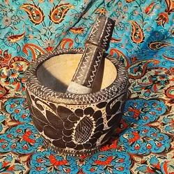 هاون سنگی حکاکی شده طرح صنم | ظروف سنگی آقای سنگی | هدیه تولد | جهیزیه عروس