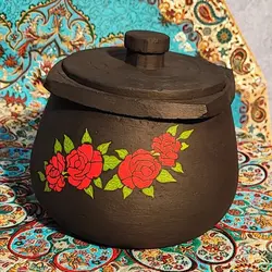 قابلمه سنگی 2  نفره طراحی شده | جهیزیه عروس | دیگ سنگی | دیزی سنگی | هدیه تولد | ظروف سنگی آقای سنگی