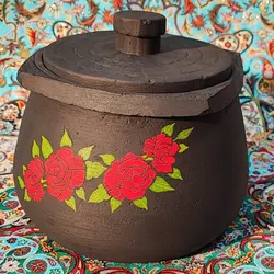 قابلمه سنگی 2  نفره طراحی شده | جهیزیه عروس | دیگ سنگی | دیزی سنگی | هدیه تولد | ظروف سنگی آقای سنگی