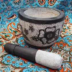 هاون سنگی قلم زده سایز بزرگ | ظروف سنگی آقای سنگی | هدیه تولد | جهیزیه عروس