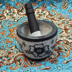 هاون سنگی قلم زده سایز بزرگ | ظروف سنگی آقای سنگی | هدیه تولد | جهیزیه عروس