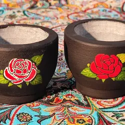 ست نمکدان سنگی طرح تک گلسرخ و قرمز | ظروف سنگی آقای سنگی | هدیه تولد | جهیزیه