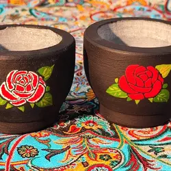 ست نمکدان سنگی طرح تک گلسرخ و قرمز | ظروف سنگی آقای سنگی | هدیه تولد | جهیزیه