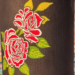 لیوان سنگی طراحی شده طرح گل رز قرمز | ظروف سنگی آقای سنگی | هدیه تولد | جهیزیه