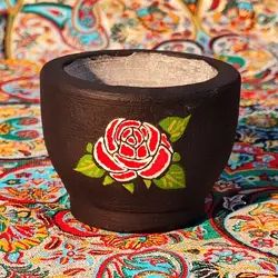 هاون سنگی طراحی شده متوسط طرح گل برگ | ظروف سنگی آقای سنگی | هدیه تولد | جهیزیه