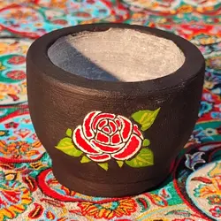 هاون سنگی طراحی شده متوسط طرح گل برگ | ظروف سنگی آقای سنگی | هدیه تولد | جهیزیه