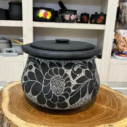 دیزی سنگی مدل شلغمی 8 نفره قلم زنی | دیگ سنگی | قابلمه سنگی | درمان کم خونی | آقای سنگی | ظروف سنگی طب سنتی