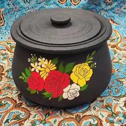 قابلمه سنگی 8 نفره طراحی شده طرح رز | دیزی سنگی | دیگ سنگی | ظروف سالم آشپزی طب سنتی | جهیزیه | کادویی | هدیه تولد
