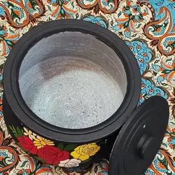 قابلمه سنگی 8 نفره طراحی شده طرح رز | دیزی سنگی | دیگ سنگی | ظروف سالم آشپزی طب سنتی | جهیزیه | کادویی | هدیه تولد