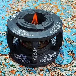 چراغ وارمر سنگی قلم زده شده مدل لیلیوم | ظروف سنگی آقای سنگی