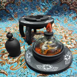 چراغ وارمر سنگی قلم زده شده مدل لیلیوم | ظروف سنگی آقای سنگی