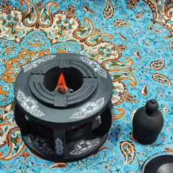 چراغ وارمر سنگی قلم زده شده مدل لیلیوم | ظروف سنگی آقای سنگی