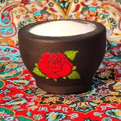 ست ظروف سنگی طراحی شده دیزی سنگی 4 نفره بهمراه نمک ساب متوسط طرح گل رز | قابلمه سنگی | هاون سنگی | دیگ سنگی آقای سنگی