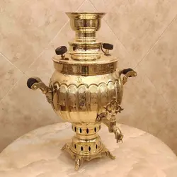 سماور برنجی زغالی ۶ لیتری ۳۲ مهره