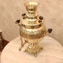 سماور برنجی زغالی ۶ لیتری ۳۲ مهره