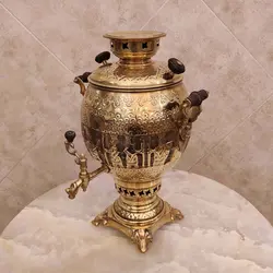 سماور ذغالی برنجی ۶ لیتری هخامنش قلم زرد کد