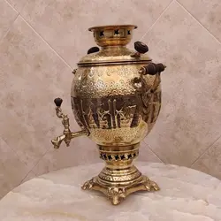 سماور ذغالی برنجی ۶ لیتری هخامنش قلم زرد کد