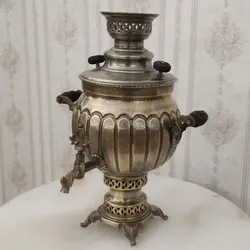 سماور زغالی برنجی ۶ لیتری مدل دارسی آنتیک کد ۱۲۰۷