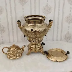 سماور گازی برنجی قلم دست مدل سیمرغ کد ۱۳۶۲