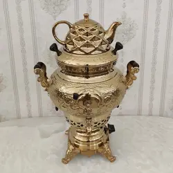 سماور گازی برنجی قلم دست مدل سیمرغ کد ۱۳۶۲
