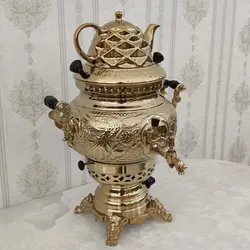 سماور گازی برنجی قلم دست مدل سیمرغ کد ۱۳۶۲