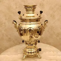 سماور برنجی گازی ۸ لیتری ساده زرد کد ۱۳۵۱