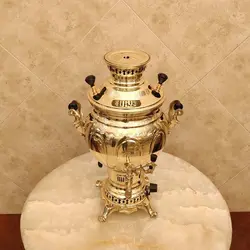 سماور برنجی گازی ۸ لیتری ساده زرد کد ۱۳۵۱