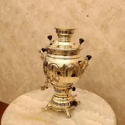 سماور برنجی گازی ۸ لیتری ساده زرد کد ۱۳۵۱