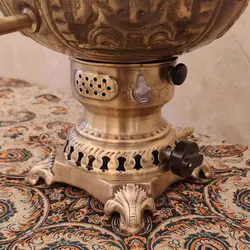 سماور برنجی گازی ۸ لیتری طرح پاسارگاد
