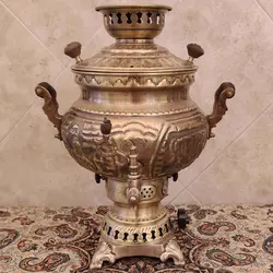 سماور برنجی گازی ۸ لیتری طرح پاسارگاد