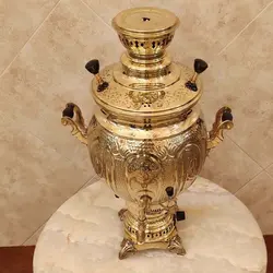 سماور برنجی گازی ۱۲ لیتری هخامنش قلم زرد