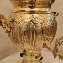 سماور برنجی گازی ۱۲ لیتری هخامنش قلم زرد