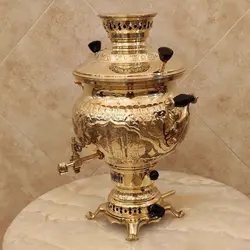 سماور برنجی گازی ۸ لیتری قلم زرد هخامنش