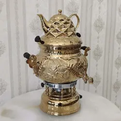 سماور گازی برنجی ترموکوپل دار قلم دست آهو کد ۱۳۵۹