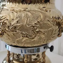 سماور گازی برنجی ترموکوپل دار قلم دست آهو کد ۱۳۵۹
