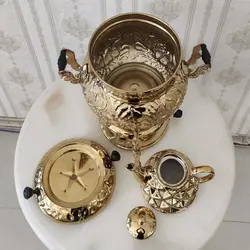سماور گازی برنجی ترموکوپل دار قلم دست آهو کد ۱۳۵۹