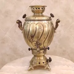سماور برنجی گازی ۶ لیتری ترکدار آنتیک کد ۱۳۰۱
