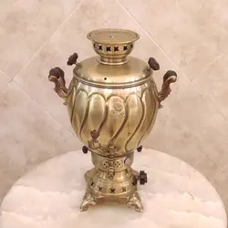 سماور برنجی گازی ۶ لیتری ترکدار آنتیک کد ۱۳۰۱