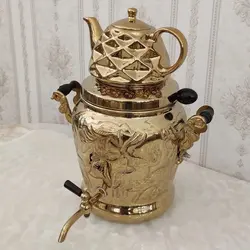 کتری برنجی ۶ لیتری مدل آهو و قوری کد ۱۳۰۵