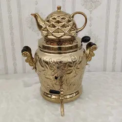 کتری برنجی ۶ لیتری مدل آهو و قوری کد ۱۳۰۵