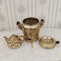 کتری برنجی ۶ لیتری مدل آهو و قوری کد ۱۳۰۵