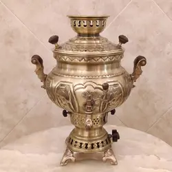 سماور برنجی گازی ۸ لیتری هخامنش آنتیک کد ۱۳۵۸