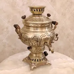 سماور برنجی گازی ۸ لیتری هخامنش آنتیک کد ۱۳۵۸